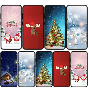 Чехол для iPhone 16 15 14 Xiaomi Redmi Note 13 12 11 Pro Max X 10 8 9 XR Samsung Galaxy S24 S23 9C OPPO Huawei Merry Christmas Snow Snowman Phone Case for iPhone 16 экрю