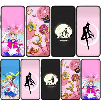 Чехол для iPhone 16 15 14 Xiaomi Redmi Note 13 12 11 Pro Max X 10 8 9 XR Samsung Galaxy S24 S23 A15 13COPPO Huawei Sailor Anime Moon Cat Phone Case for Huawei Mate 10 Pro аэро
