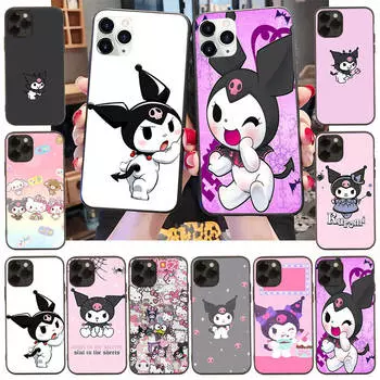 Чехол для iPhone 16 15 Plus 14 13 12 11 Pro 8 7 6S 6 SE 5S X XR XS Max Realme C30 C33 C31 9I Black Sofe Cover LI28 Kuromi iPhone 16 Plus гагат