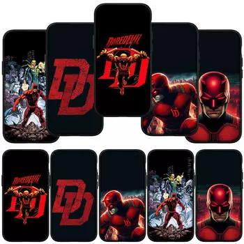 Чехол для iPhone 16 15 Xiaomi Redmi Note 13 12 11 Pro Max X 9 14 XR Samsung Galaxy A16 S24 S23 Plus Huawei OPPO Daredevil Marvel Superhero Logo for iPhone 6S Plus аэро