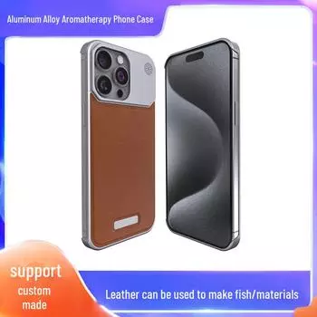 Чехол из высококачественной кожи и алюминиевого сплава для ароматерапии для iPhone 16 Pro Max iPhone 14 Pro 6.1