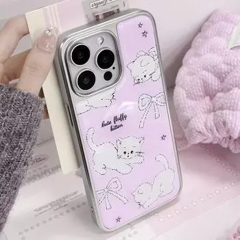 Чехол для iPhone 16 Pro с гальваническим покрытием Silver Edge, совместим с iPhone 15, 14 Pro Max, Huawei P70 iPhone 16 Pro