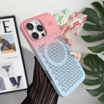 Чехол для iPhone 16, роскошный дышащий, рассеивающий тепло ароматизатор, магнитный чехол Magsafe для iPhone 15 14 13 12 16 Pro Max, чехол для беспроводной зарядки For iPhone 14 Promax серый