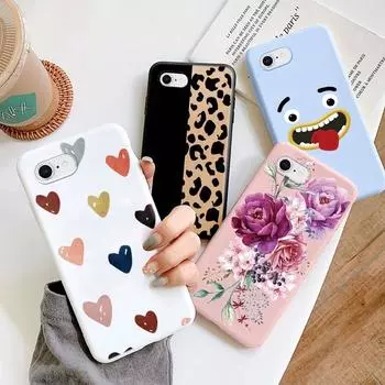 Чехол для iPhone 7 8 8 SE 2020, мягкий мультяшный милый чехол-протектор, противоударный чехол с цветком и бабочкой для IPhone 7, защитные силиконовые сумки с розовым узором iPhone 7
