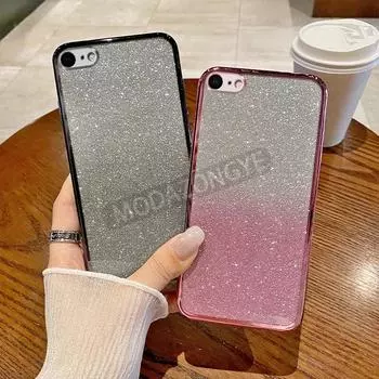 Чехол для iPhone 7, гальванический мягкий блестящий чехол из ТПУ для сотового телефона, чехол для iPhone 8, чехол для телефона для девочек и женщин IPhone 8 чёрный