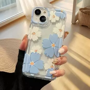 Чехол для iPhone Ins Fresh Flower: Совместимо с iPhone 11-15, прозрачное, с защитой от падений iPhone 13