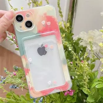 Чехол для iPhone с акварельным цветком: Подходит для 12 Pro, 13/14, 11, 15, 16 Pro Max — прозрачный дизайн iPhone 11 Pro Max