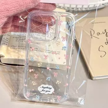 Чехол для iPhone с розовым бантом для iPhone 13/12/11, XS/XR — симпатичный маленький свежий дизайн, мягкая оболочка, 14/15 дюймов — стиль INS. Apple 15 PLUS прозрачный