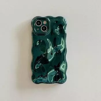 Чехол для iPhone с волнообразным гальваническим дизайном, высококачественный защитный чехол для iPhone 16/15/14/13/12Pro Max, модный уличный стиль, зеленый чехол для телефона iPhone 11 зелёный