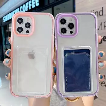 Чехол для Iphone, сумка для карт, прозрачный чехол для телефона Iphone 14, 11, 13, 12 Pro Max Xr Xs 14plus Pro, мягкий прозрачный чехол с бампером for iPhone 13Pro Max