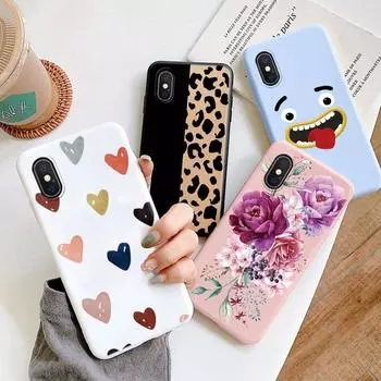 Чехол для iPhone X XS Мягкий мультяшный милый чехол-протектор Противоударный чехол с цветком и бабочкой для IPhone X Розовое сердце с узором Защитные силиконовые задние чехлы iPhone X