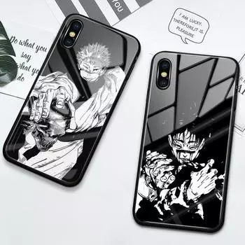 Чехол для iPhone XS Max XR X 8 7 6 14 Plus 13 12 11 14 Pro Max SE Mini Glass Cover Manga Jujutsu Kaisen Itadori Yuji Gojo Satoru iPhone 6 6s