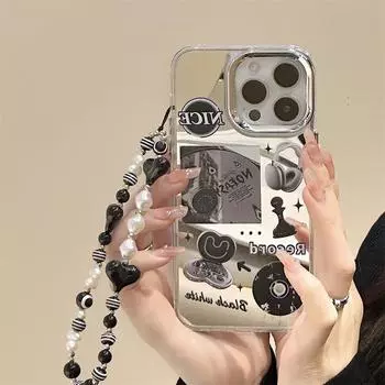 Чехол для iPhone Zhitai: 15 Про Макс, 14 Про, 12, 13; Зеркало «три в одном» с браслетом iPhone XR