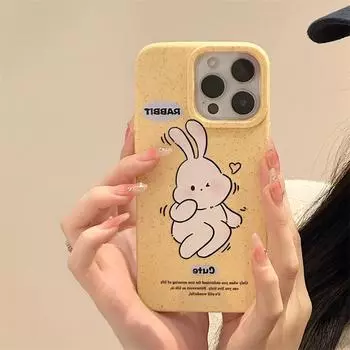 Чехол для iPhone Zhitai: Совместимо с iPhone 11, 13 Pro Max, 14, 15 Pro. Пшеничная скорлупа кролика x мультяшный дизайн. Защитный чехол. iPhone 14 Plus