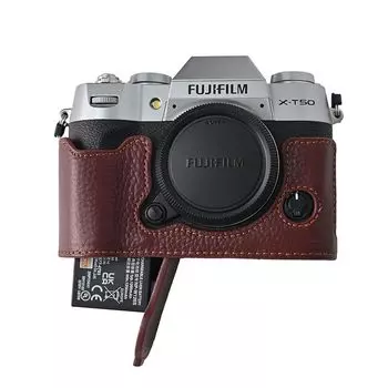 Чехол для камеры SIUTATDSH из серебристой коровьей кожи, подходит для Fujifilm Fuji XT50, чехол-вкладыш для камеры, шокирующий штатив, держатель для аккумулятора X-T50,