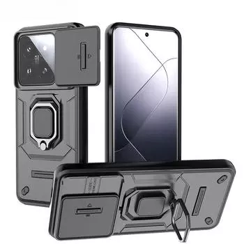 Чехол для камеры со слайд-объективом для Xiaomi 14 Ultra 13T Pro Redmi Note 13 13C, противоударный бронированный задний чехол для POCO F6 X6 M6 Pro 4G Xiaomi 13T чёрный