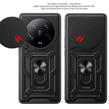 Чехол для камеры Xiaomi 14 Ultra Mi 13 Ultra Xiaomi Redmi A3 Armor Hybrid Ring Back Cover For Xiaomi 14 Ultra чёрный