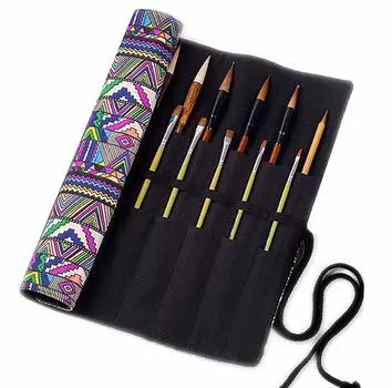 Чехол для карандашей Bohemian Brush Scroll, органайзер для картин и хранения, рулон холста для художника, сумка для хранения кистей, косметичка, сумка для кистей для макияжа