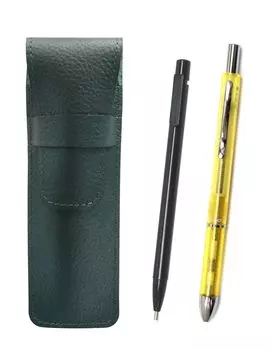 Чехол для карандашей из зернистой кожи Moss Green Extra Fine Knock Eraser Black и 3 Mecha Japan Clear Set Yellow, 2 шт. в упаковке SASMGER15B-CL3M-Y-2