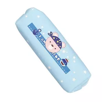 Чехол для карандашей с изображением медведя из мультфильма, прочный холщовый пенал, большая вместимость, портативный пенал для школы