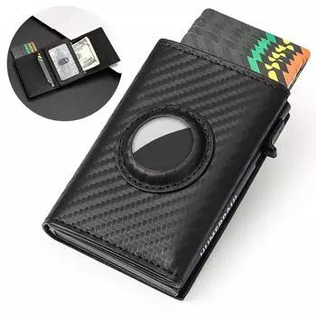 Чехол для карт из алюминиевого сплава с боковым нажатием для извлечения, деловой мужской кошелек с держателем для карт AirTag с функцией отслеживания