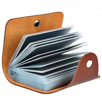 Чехол для карт из искусственной кожи на 24 отделения - визитница и держатель паспорта, 10,5x7,5x2 см, вмещает 24 карты, идеально подходит для мужчин и женщин кофейный