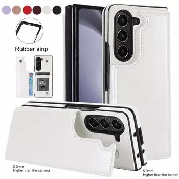Чехол для карт с двойной кнопкой и магнитной присоской, подходит для Samsung Galaxy Z Fold 5 Fold4 Fold3, полный комплект, защитный чехол от падения Samsung Z Fold 3 белый
