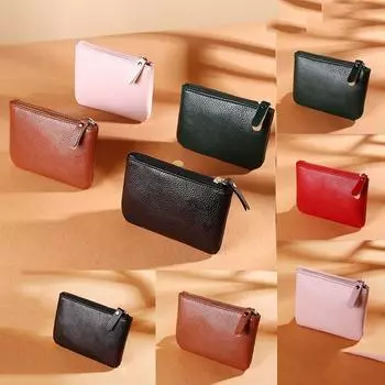 Чехол для карт с застежкой-молнией и узором «Личи» Зажимы для денег Кошельки для ключей Кошелек для монет Сумочка-клатч из искусственной кожи темно-коричневого