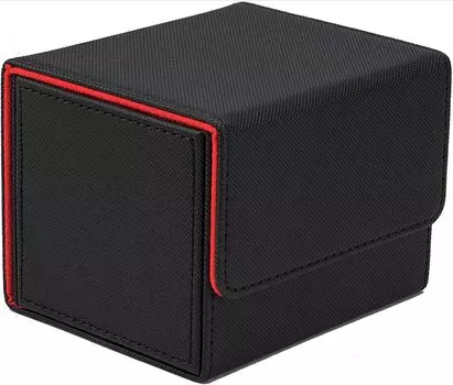 Чехол для карточек Deck Case, чехол для коллекционных карточек, 100 карточек, кожаный чехол для карточек, держатель для хранения, размер S (черный (Красный салон)