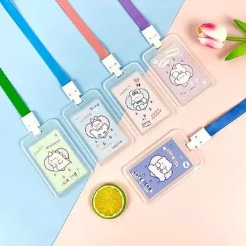 Чехол для карточек Kawaii Cartoon Lanyard для студенческих автобусных карточек, чехлы для рабочих карточек, держатели для удостоверений личности, сумки для хранения кредитов No accessories