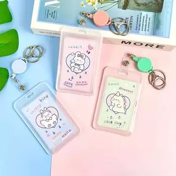 Чехол для карточек Kawaii Cartoon Lanyard для студенческих автобусных карточек, чехлы для рабочих карточек, держатели для удостоверений личности, сумки для хранения кредитов No accessories