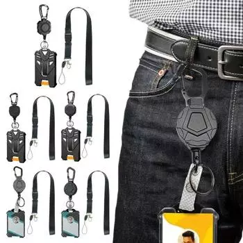 Чехол для карты, прочный, выдвижной, катушка для бейджа, держатель для удостоверения личности с не теряющимся шнурком, выдвижной