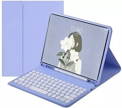 Чехол для клавиатуры Round Key Fire HD 10, отдельная симпатичная цветная клавиатура Fire HD 10, чехол поколения HD 10 Plus с магнитом для клавиатуры, дюймовый планшет Fire HD 10 фиолетовый