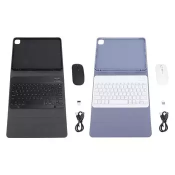 Чехол для клавиатуры с мышью, 2 режима подключения, искусственная кожа, RGB-подсветка, защитный чехол для клавиатуры с проводом Black