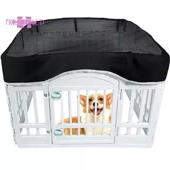 Чехол для клетки для собак, дышащая сетка, изысканные швы, простота установки, защита от ультрафиолета - внутри и снаружи чёрный