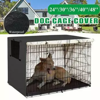 Чехол для клетки для собак, прочный - полиэстер, универсальный чехол для питомника для домашних животных, подходит для проволочной клетки для собак шириной 24-48 дюймов 63.5*48*50.8cm бежевый