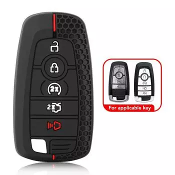 Чехол для ключа автомобиля из силикона и кожи для Ford Explorer Mustang Fusion Escape F150 F250 F350 F450 F550 Ford Raptor 5 кнопок чёрный