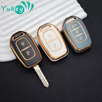 Чехол для ключа автомобиля из ТПУ с 2 3 кнопками, чехол-брелок для Renault Kwid Traffic символ для Dacia Sandero Logan Duster 2016 2017 2018 2 Buttons Black