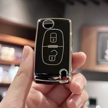 Чехол для ключа-брелока для Peugeot 207 307 308 407 3008 5008 807 Expert Partner Citroen C2 C3 Picasso Berlingo Dispatch для 2-кнопочного флипа чёрный