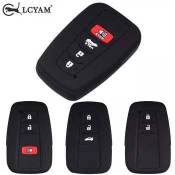 Чехол для ключа-брелока, защитный чехол для пульта дистанционного управления, гладкий силиконовый черный, подходит для Toyota Rav4 Corolla Camry Avalon, автомобильные аксессуары, чехол для ключа