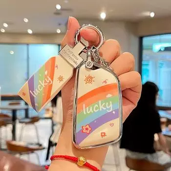 Чехол для ключа Cadillac CT5 с рисунком в виде радуги: Полный комплект защитного чехла из ТПУ для моделей XT5/XT4/XT6. Cadillac C single key cover