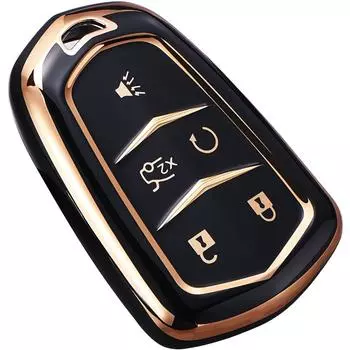 Чехол для ключа Cadillac Escalade Key Fob Cover, чехол для ключа Cadillac ATS CTS CT6 STS SRX XT5 Key Fob Case Premium Soft TPU Full Protection Smart Key Holder чёрный