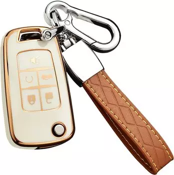 Чехол для ключа Chevy с брелоком, чехол для ключа из ТПУ с полной защитой для Chevrolet Equinox Camaro Cruze Malibu Sonic Buick Terrain чёрный