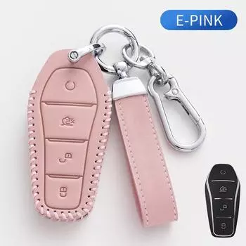 Чехол для ключа для BYD Song Plus Atto 3 Han EV Tang DM Qin Seal Dolphin Oli кожаный держатель для пульта дистанционного управления брелок автомобильные аксессуары A Style коричневый