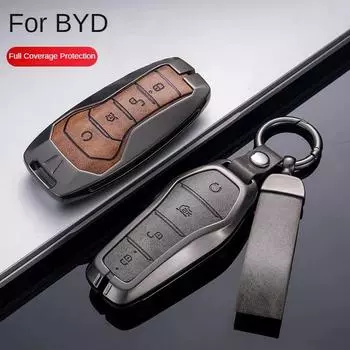 Чехол для ключа для BYD Song Plus Atto 3 Han EV Tang DM Qin Seal Dolphin Leather Metal Remote Fob Holder Keychain Car Accessories