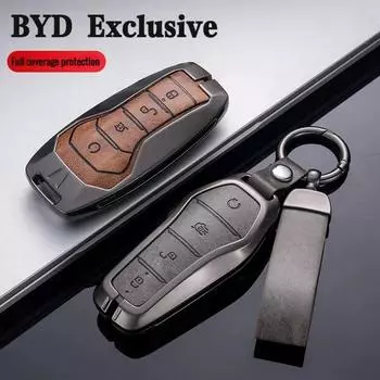 Чехол для ключа для BYD Song Plus Atto 3 Han EV Tang DM Qin Seal Dolphin Leather Metal Remote Fob Holder Keychain Car Accessories