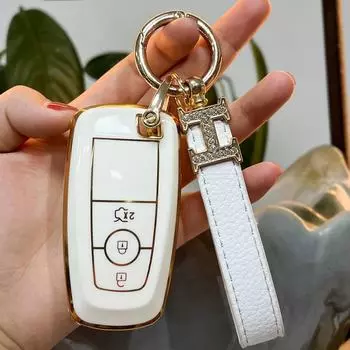 Чехол для ключа EVOS Sharp Edge Explorer - стильный чехол для ключей Taurus F150 Mondeo - пряжка унисекс Single Shell слоновая кость/белый