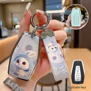 Чехол для ключа Geely: Совместим с моделями Xingrui, GS, Vision X6/X3, Xingyue, Icon, Binyue, Boyue, Dihao Cool и Binrui. Type A [Dudu Rabbit] single shell key cover