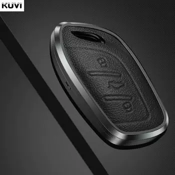 Чехол для ключа из алюминиевого сплава и кожи для MG 4 2023 Mg4 Ev MG HS GT ZS EV ZX MG5 MG6 для Roewe RX3 RX5 RX8 ERX5 I6 I5 коричневый