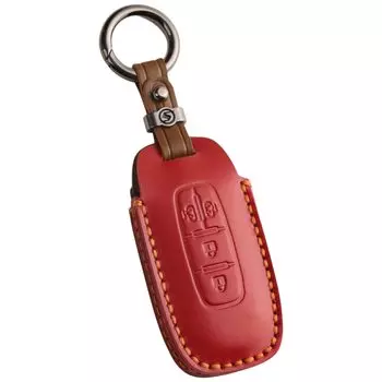 Чехол для ключа из натуральной кожи для Nissan Serena C28 Series Serena Roox Чехол для смарт-ключа с двойным скольжением 2024 Модель последнего поколения Бордовый [smasol] (Более поздняя модель)